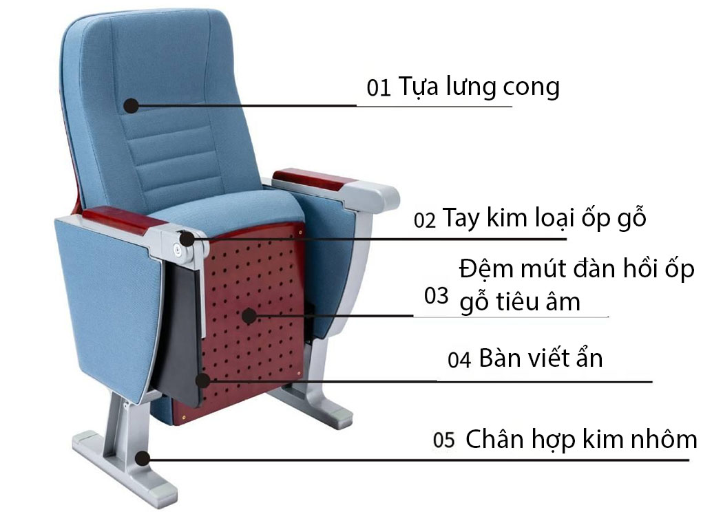 Chi tiết chất liệu ghế hội trường WZ303
