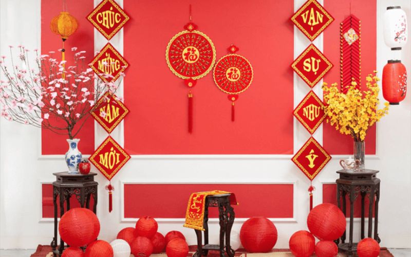Trang trí văn phòng ngày Tết với decal dán
