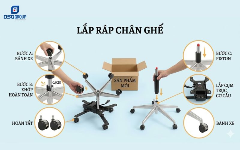 Hướng dẫn cách lắp chân ghế đơn giản