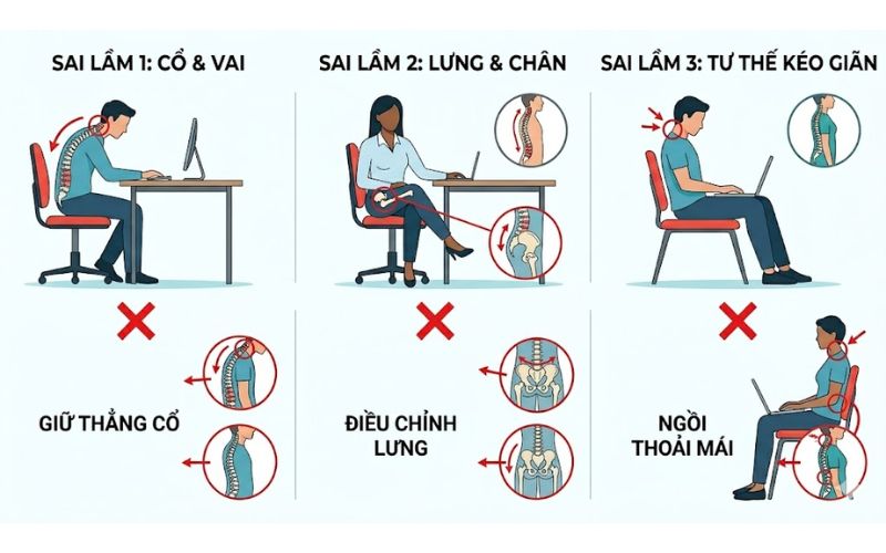 Cách nhận biết các tư thế sai khi ngồi làm việc 