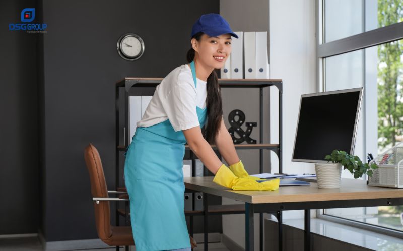 Bàn làm việc chân sắt luôn sạch sẽ