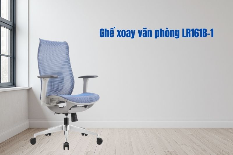 Mẫu ghế xoay lưới văn phòng màu xanh thoáng mát ảnh 1