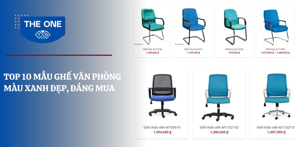 Gợi ý các mẫu Ghế văn phòng màu xanh đáng mua