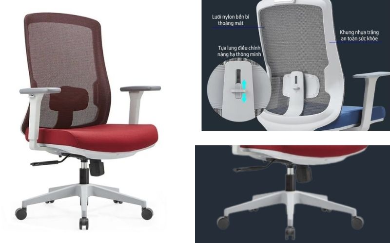 Ghế lưới màu đỏ LMT189B-1 dành cho nhân viên